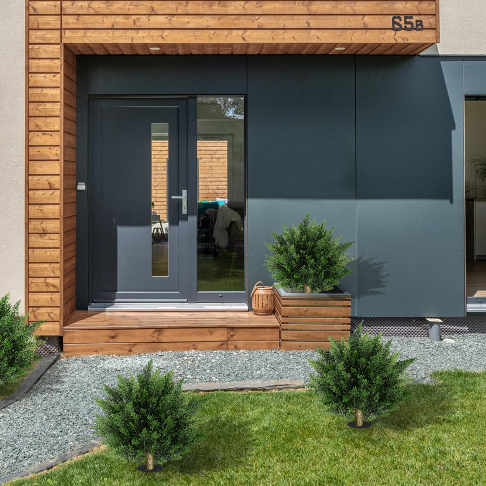 28.35 Inch 2 Set Artificial Cypress Topiary Tree / Artificial Cedar Tree