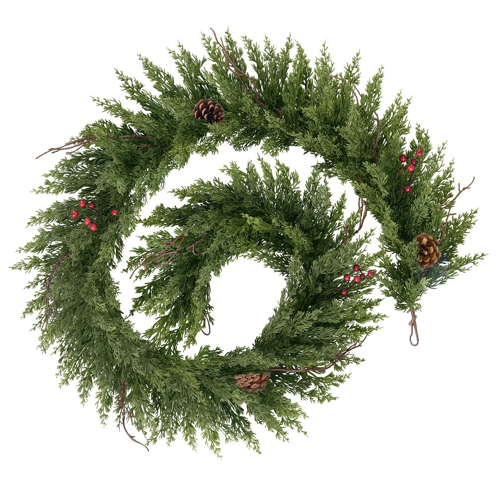 6FT Natural Touch Cypress Garland(Soft Branches)