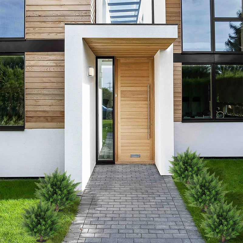 28.35 Inch 2 Set Artificial Cypress Topiary Tree / Artificial Cedar Tree