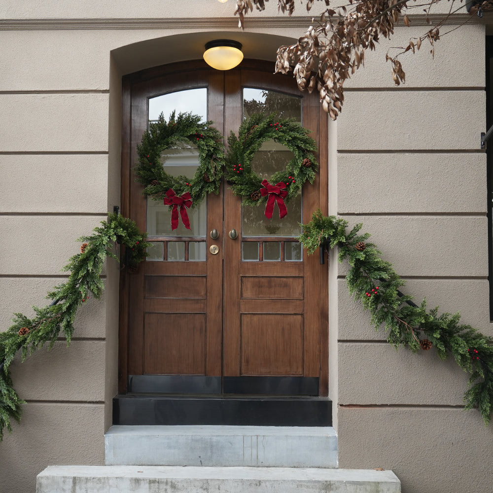 The Holiday 24in Artificial Dead Branch Wreath(Cypres Foliage)